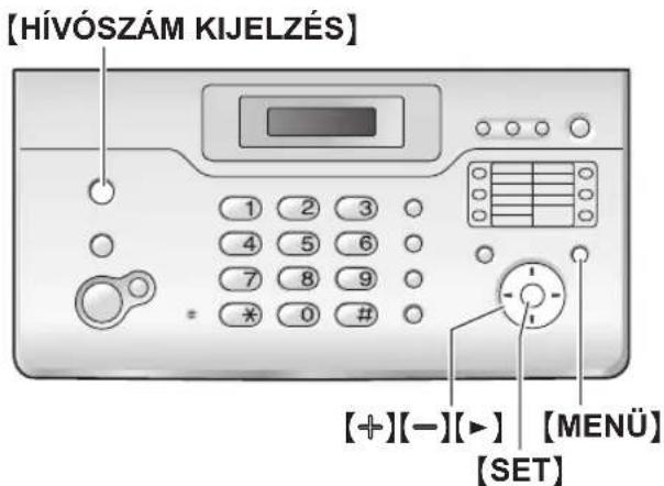[HÍVÓSZÁM KIJELZÉS] 1 2 3 4 5 6 7 8 9 * 0 # [+][-][►] 【MENÜ】 [SET]