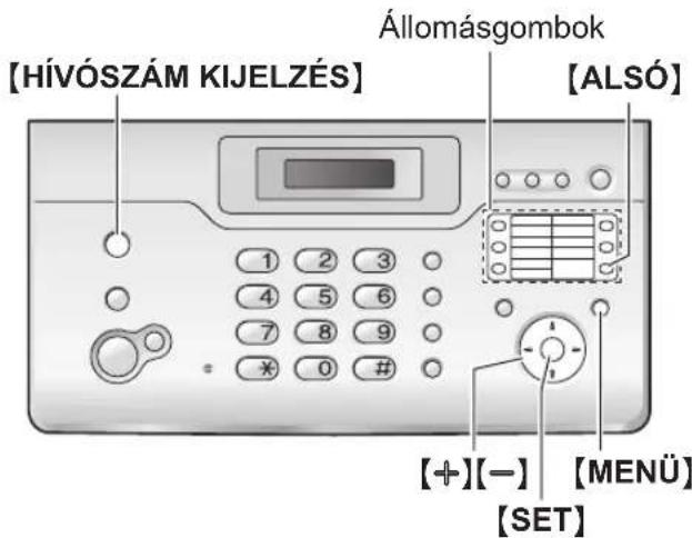 [HÍVÓSZÁM KIJELZÉS] Állomásgombok [ALSÓ] 1 2 3 4 5 6 7 8 9 * 0 # [+][-] [MENÜ] [SET]