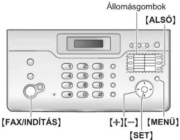 Állomásgombok [ALSÓ] 1 2 3 4 5 6 7 8 9 * 0 # [FAX/INDÍTÁS] [+][-] [MENÜ] [SET]
