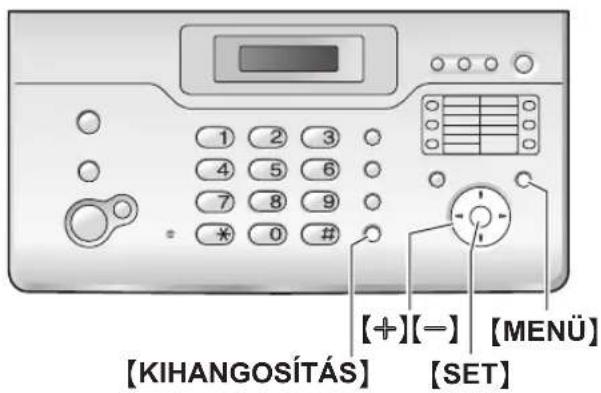 1 2 3 4 5 6 7 8 9 * 0 # [+][-] [MENÜ] [KIHANGOSÍTÁS] [SET]