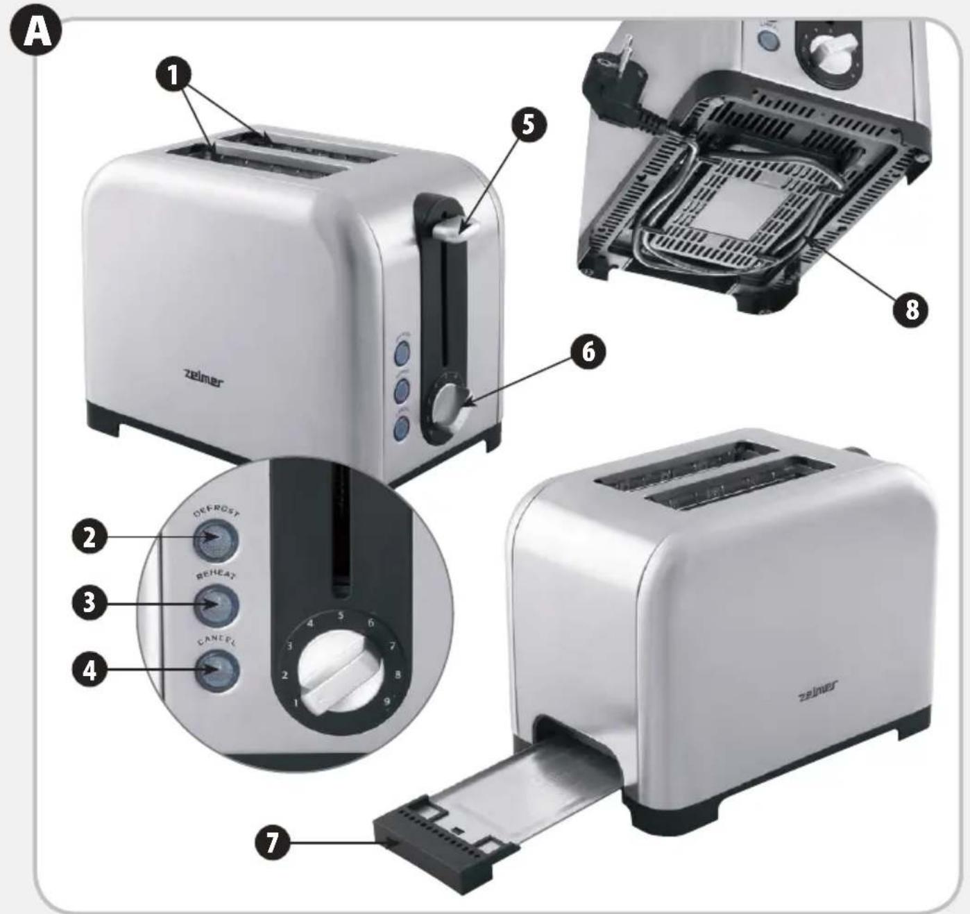 A 1 5 6 8 zeimer DEEHOST REHEAT CANDEL 2 3 4 7 1 2 3 4 7 zeimer