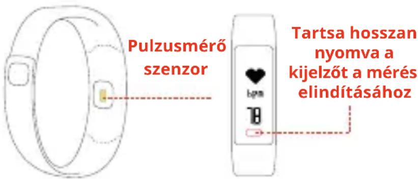 Pulzusmérő szenzor Tartsa hosszan nyomva a kijelzőt a mérés elindításához