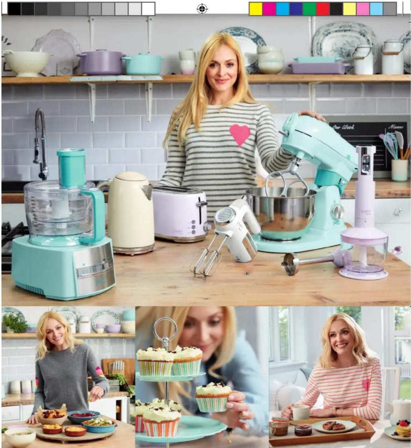 Composite image showing a woman in a striped shirt standing beside kitchen appliances and a woman presenting pastries with colorful pastries (no visible text or symbols)