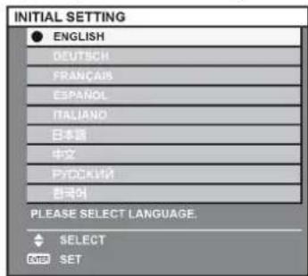 INITIAL SETTING ● ENGLISH DEUTSCH FRANÇAIS ESPANOL ITALIANO 日本語 中文 PYDСКИЙ 한국어 PLEASE SELECT LANGUAGE. ♦ SELECT ENTER SET