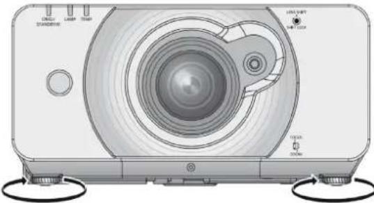 PANASONIC PT-DX500E - Elülső beállító lábak és vetítési szög - 1