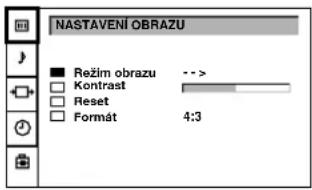 NASTAVENÍ OBRAZU ■ Režim obrazu -->> □ Kontrast □ Reset □ Format 4:3