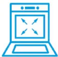 Simple line icon of a laptop with four arrows on screen (no text or symbols)