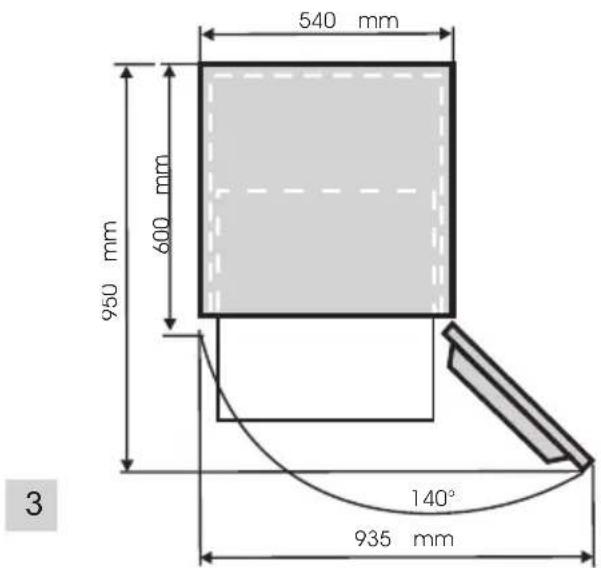 540 mm 600 mm 950 mm 140° 935 mm 3