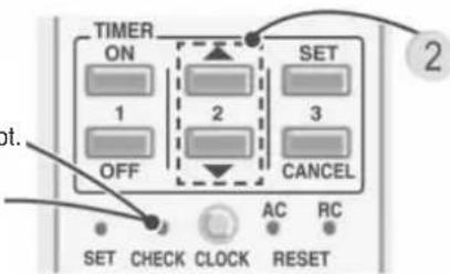 TIMER ON 1 2 SET OFF 3 CANCEL AC RC SET CHECK CLOCK RESET 2