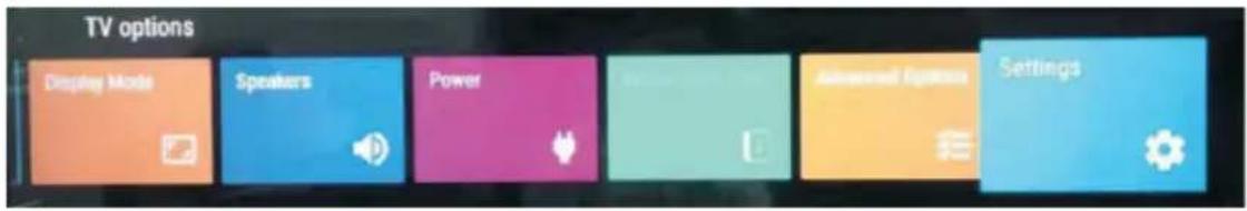 TV options Display Mode Speakers Power Advanced Options Settings