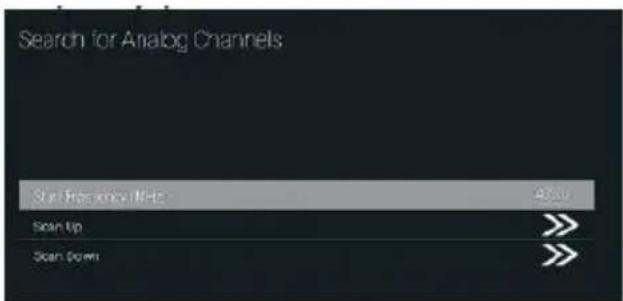 Search for Analog Channels Scan Frequency/Hz: 47.00 Scan Up Scan Down