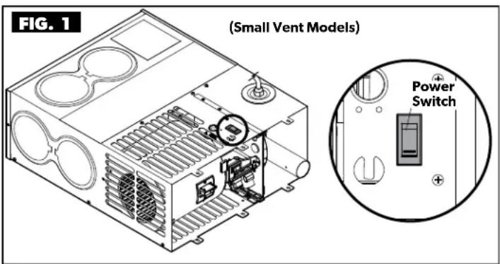 FIG. 1 (Small Vent Models) Power Switch