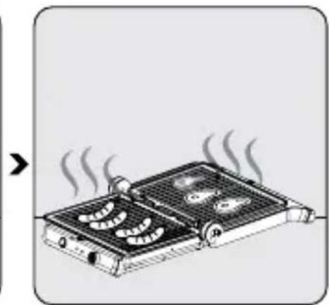 Illustration of two electric stovels with steam rising from each, no text or symbols present