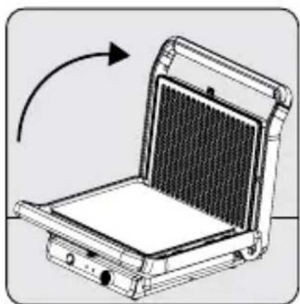 Diagram of an open laptop with a grid screen and directional arrow indicating rotation (no text or symbols)