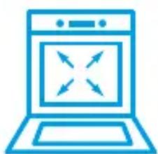 Simple line icon of a laptop with four directional arrows on screen (no text or symbols)