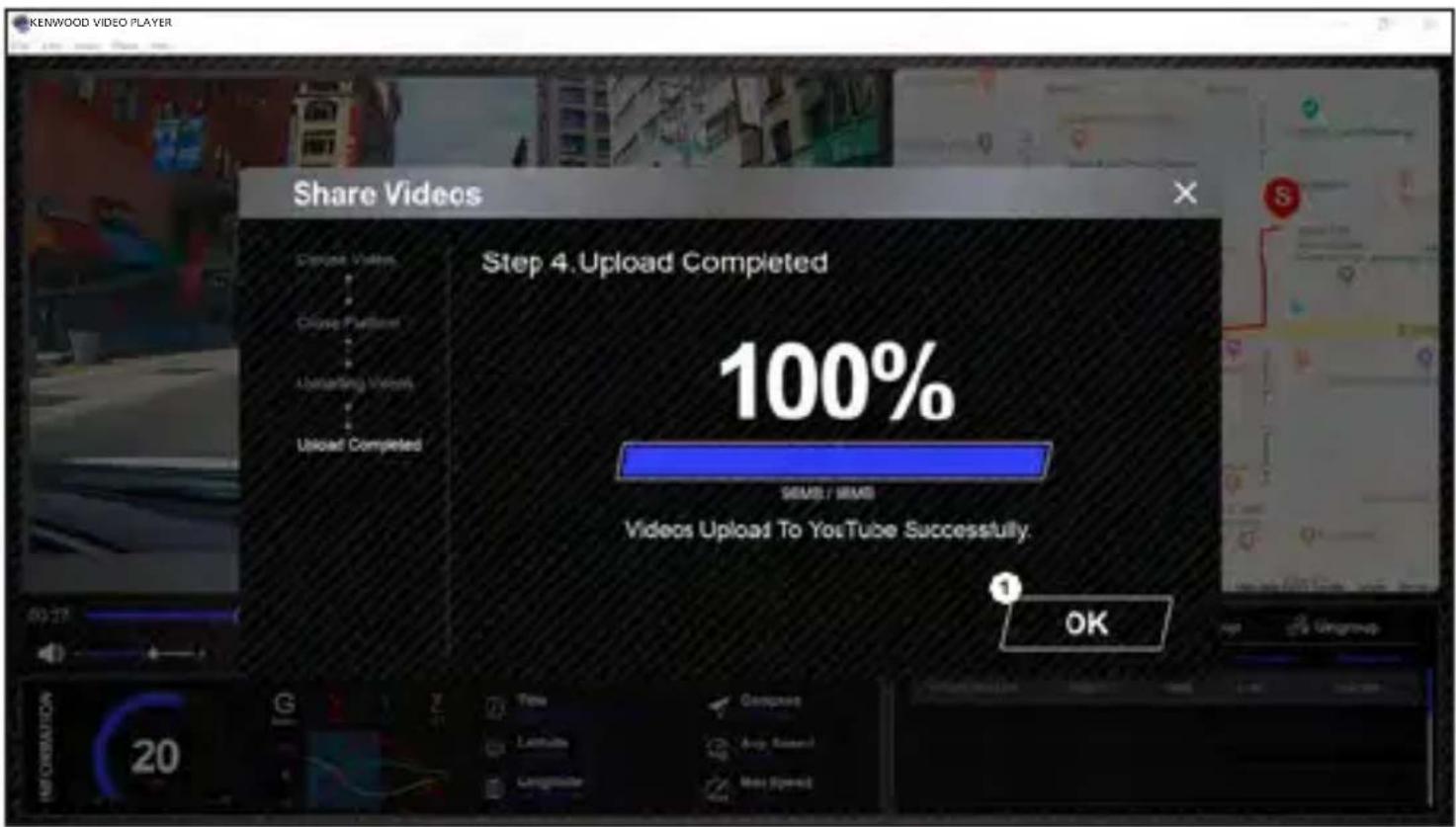 KENWOOD VIDEO PLAYER Share Videos Step 4. Upload Completed 100% SEMB / MMS Videos Upload To YouTube Successfully. OK