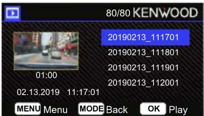 80/80 KENWOOD 20190213_111701 20190213_111801 20190213_111901 20190213_112001 01:00 02.13.2019 11:17:01 MENU Menu MODE Back OK Play