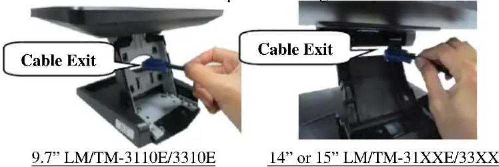 Cable Exit 9.7" LM/TM-3110E/3310E Cable Exit 14" or 15" LM/TM-31XXE/33XX