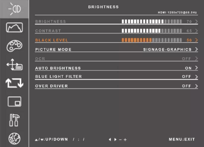 AG Neovo QX-28 - ON SCREEN DISPLAY MENU - 1