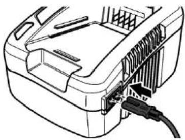 Line drawing of a printer's internal structure with a cable inserted (no text or symbols)