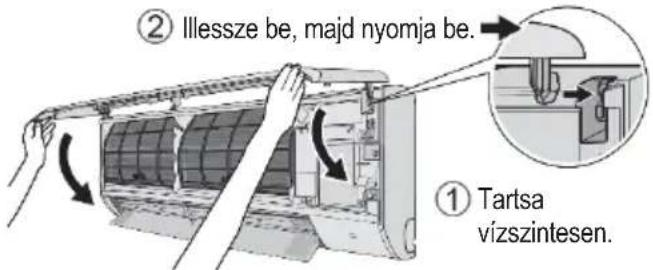 ② Illessze be, majd nyomja be. ① Tartsa vizszintesen.