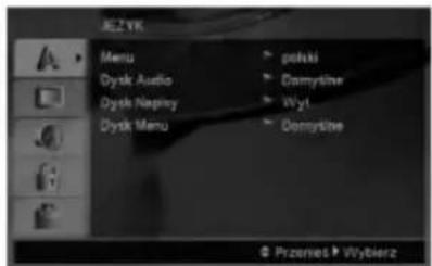 JEZVK Menu Dysk Audio Dysk Napiy Dysk Menu polski Domrykline Wyt Domrykline © Przemiet > Wybierz