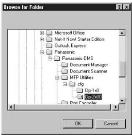Browse for Folder Microsoft Office Net-It Now! Starter Edition Outlook Express Panasonic Panasonic-DMS Document Manager Document Scanner MFP Utilities cfg Dp-1x0 Dp-2x00 Post Controller OK Cancel
