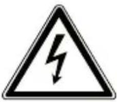 Warning sign depicting a lightning bolt symbol in a triangular hazard triangle