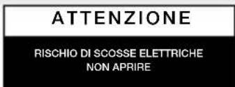 ATTENZIONE RISCHIO DI SCOSSE ELETTRICHE NON APRIRE