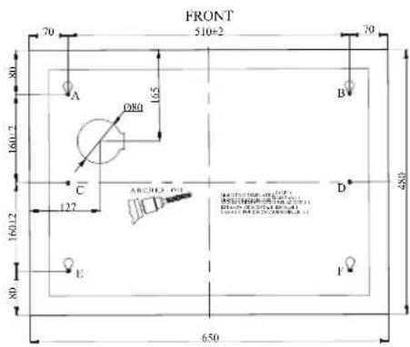 FRONT 510=2 70 30 80 160x2 A ØR0 165 B C 127 D 160x2 160x2 E F 650 90