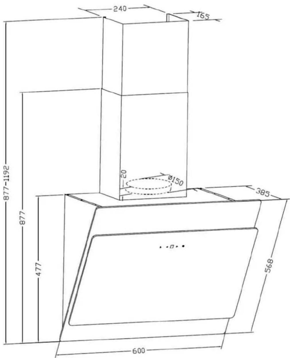 240 165 877-1192 877 477 Ø150 385 568 600