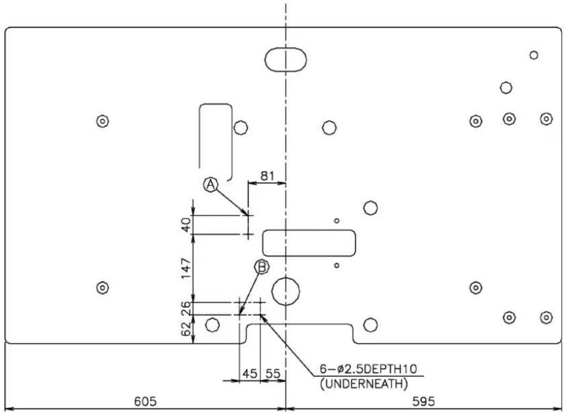 81 40 147 62 26 45 55 6-Ø2.5DEPTH10 (UNDERNEATH) 605 595