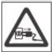 Warning sign depicting electrical hazard with a fuse symbol inside a triangle