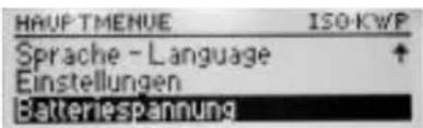 HAUF TMENUE ISO-KWP Sprache - Language ↑ Einstellungen Batteriespannung