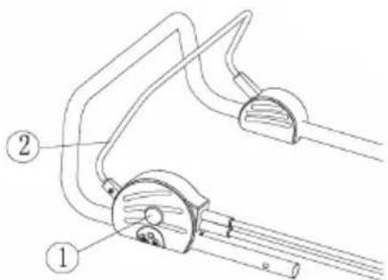 Technical diagram of a mechanical device with labeled parts 1 and 2
