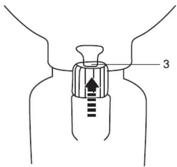 Diagram of a laboratory apparatus with labeled parts and directional arrows indicating movement or flow