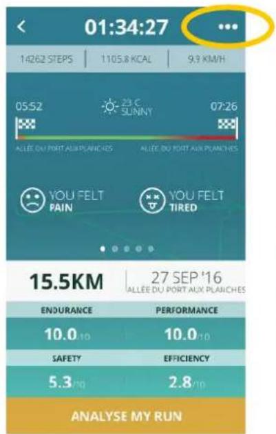01:34:27 14262 STEPS | 1105.8 KCAL | 9.9 KM/H 05:52 29 C SUNNY 07:26 ALLÉE DU PORT AUX PLANCHES ALLÉE DU PORT AUX PLANCHES YOU FELT PAIN YOU FELT TIRED 15.5KM 27 SEP '16 ALLÉE DU PORT AUX PLANCHES ENDURANCE PERFORMANCE 10.0 10.0 10 SAFETY EFFICIENCY 5.3 2.8 10 ANALYSE MY RUN