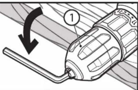 Diagram showing a mechanical device with labeled component '1' and directional arrow indicating rotation or movement.