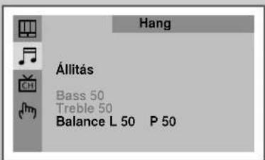 Hang Állítás Bass 50 Treble 50 Balance L 50 P 50