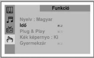 Funkció Nyelv : Magyar Idő Plug & Play Kék képernyo : Ki Gyermekzár