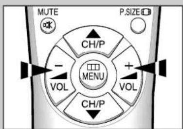 MUTE P.SIZE CH/P - VOL MENU + VOL CH/P CH/P