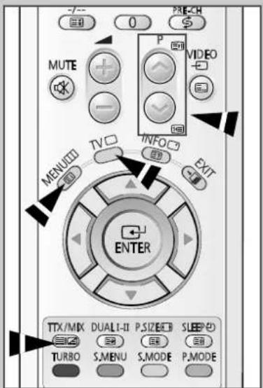 PRE-CH MUTE VIDEO MENU TV INFO EXIT ENTER TTX/MIX DUALI-II P.SIZEO SLEEP TURBO S.MENU S.MODE P.MODE