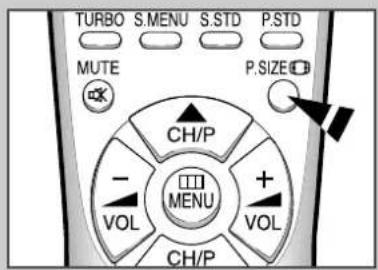 TURBO S.MENU S.STD P.STD MUTE P.SIZE CH/P - VOL MENU + VOL CH/P