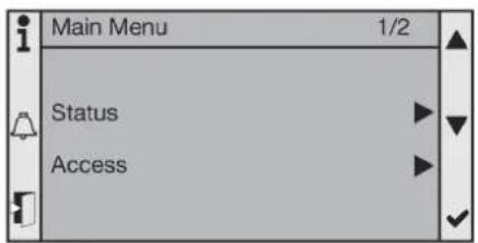 Main Menu 1/2 Status Access