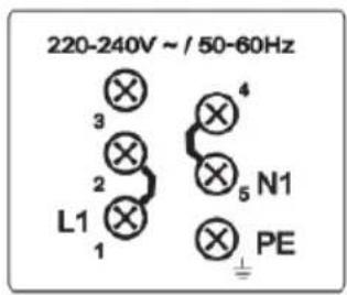 220-240V ~ / 50-60Hz L1 1 2 3 4 5 N1 PE