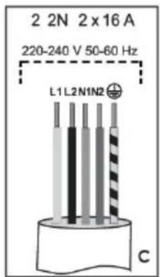 2 2N 2 x 16 A 220-240 V 50-60 Hz L1 L2 N1N2 C