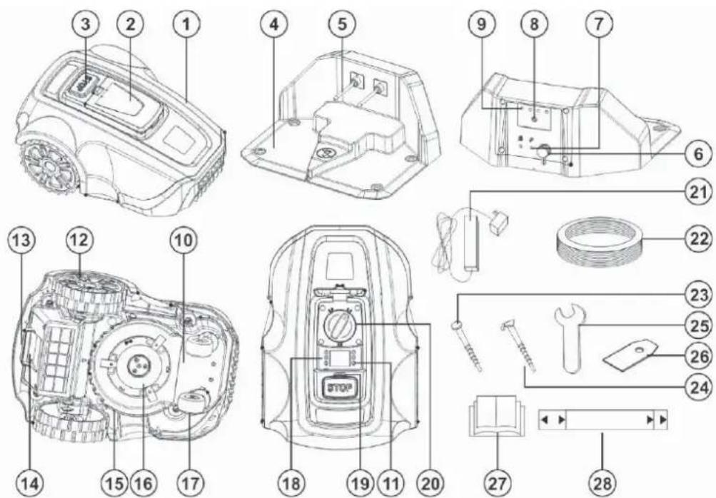 Exploded view diagram of a mechanical device with numbered parts for identification and assembly reference.