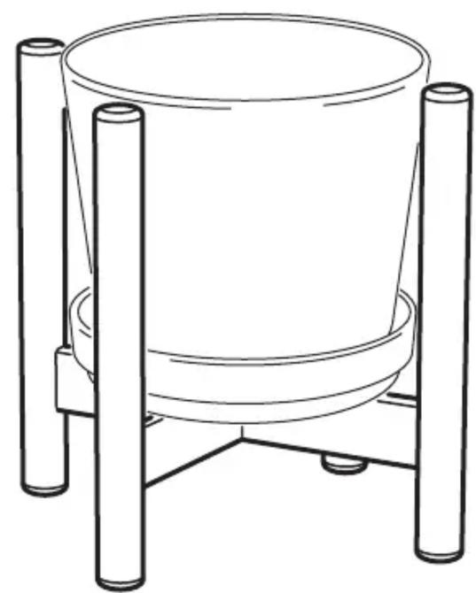 Line drawing of a cylindrical object supported by four vertical posts (no text or symbols)