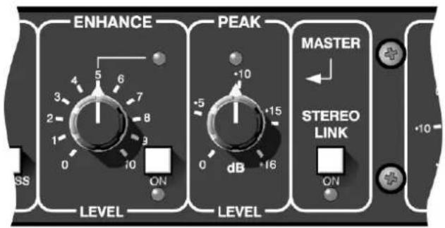 ENHANCE PEAK MASTER STEREO LINK ON 5 6 4 7 3 8 2 9 1 10 0 dB LEVEL LEVEL +10 +5 -15 0 16 ON SS