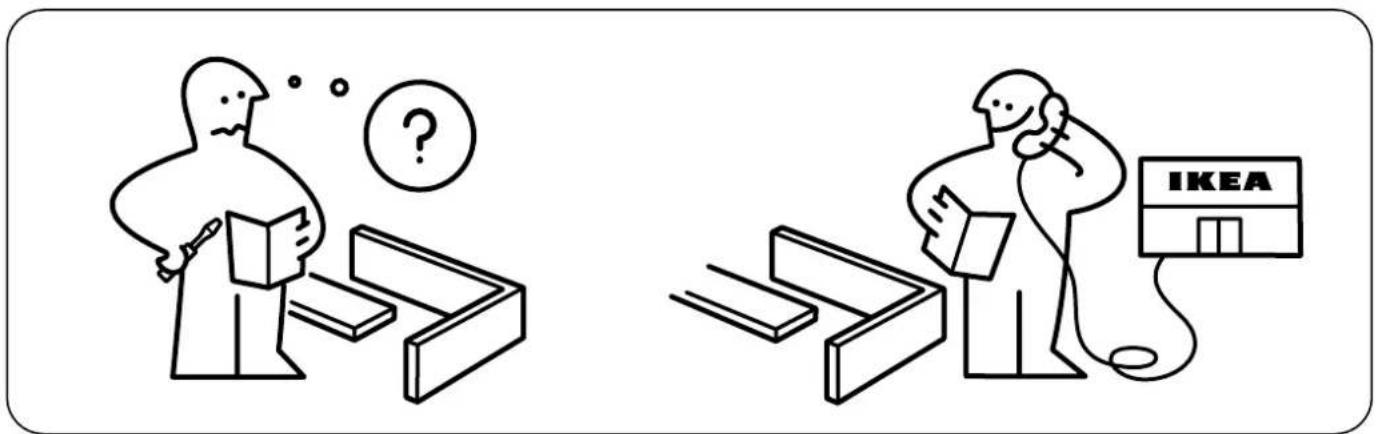 Illustration showing two scenes: one with a person thinking and holding a book, the other with a person examining a IKEA store via a cable.